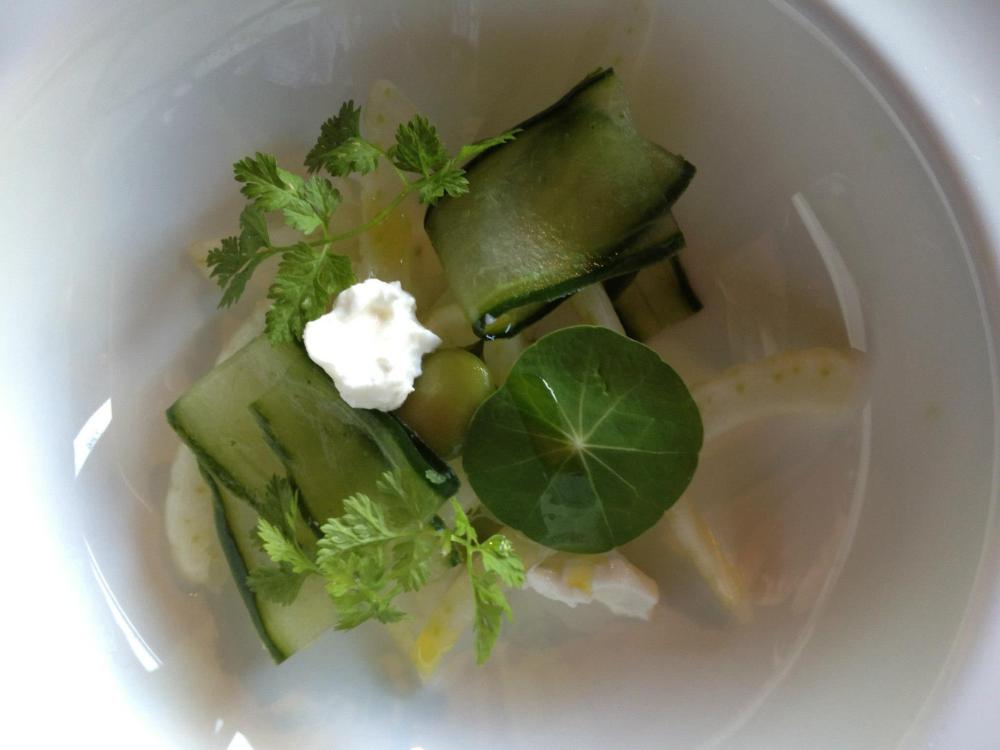 Goats Curd, Cucumber and Broad Bean