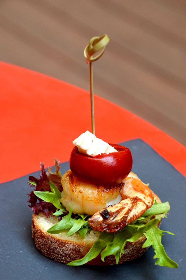 Prawn with Piquillo Pepper stuffed with Goats Cheese