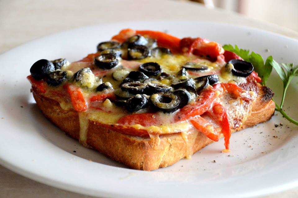 Salami, Olives and Capsicum Open Grill