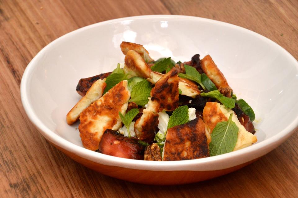 Watermelon, haloumi, mint and baby cucumber salad