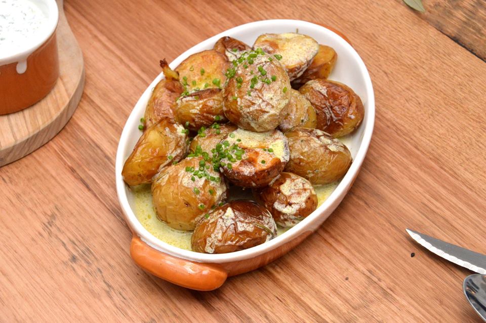 Roasted potatoes, rosemary, feta
