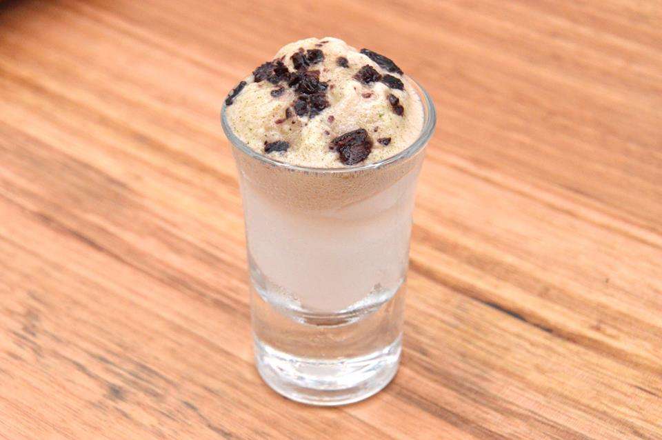 Plomari Ouzo sorbet, mint foam, sweet black olive