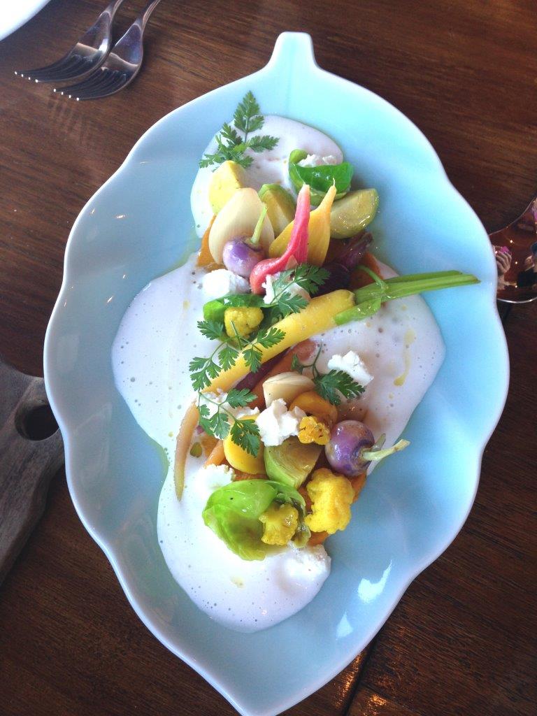 Young Root Vegetable Salad with Goat Curd Labne